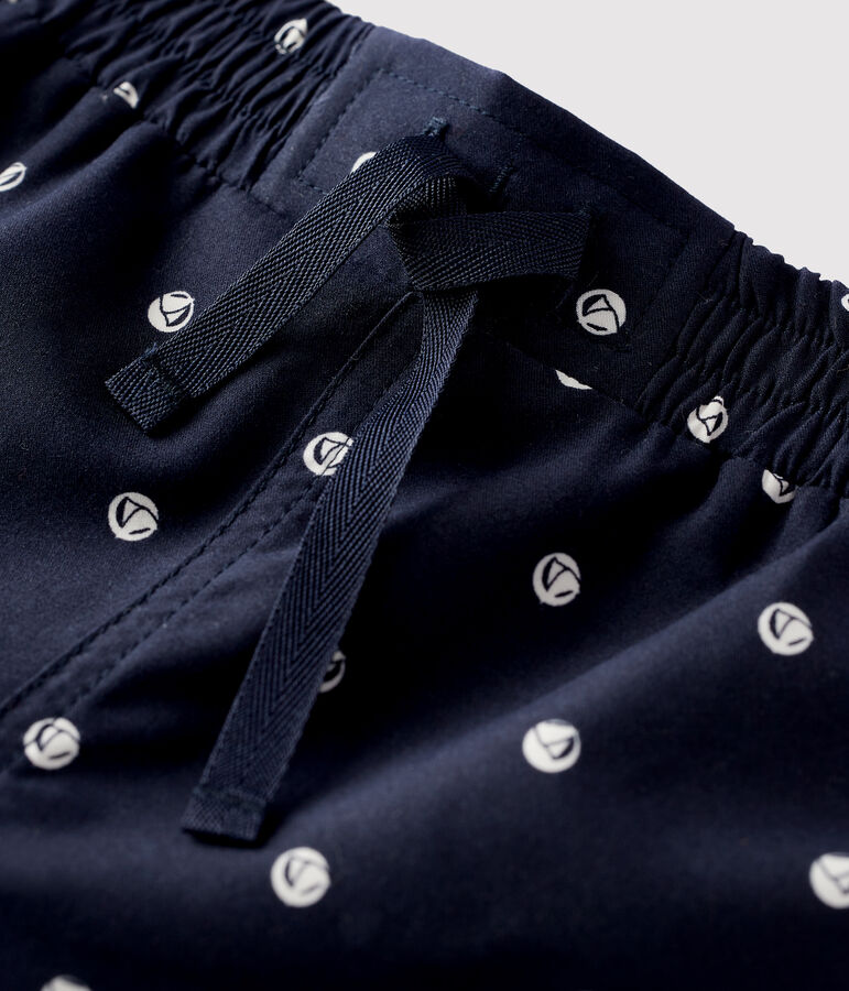 Short de bain recycl&eacute; imprim&eacute; enfant gar&ccedil;on bleu SMOKING/blanc MARSHMALLOW