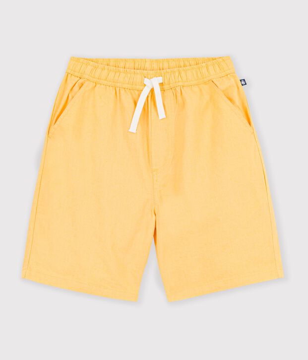 Bermuda short enfant en coton uni jaune