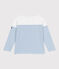 Teeshirt marinière enfant en coton manches longues blanc MARSHMALLOW/bleu ALASKA