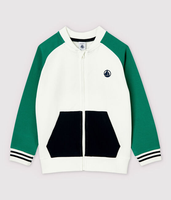 Cardigan en molleton enfant garçon blanc MARSHMALLOW/blanc MULTICO