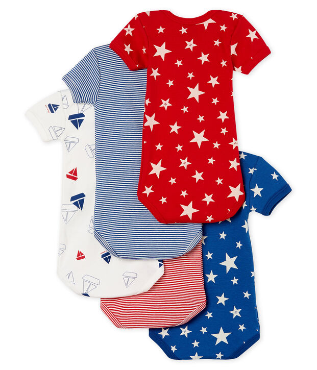 Lot de 5 bodies manches courtes b&eacute;b&eacute; gar&ccedil;on multicouleur