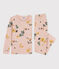 Pyjama ajusté fleur petite fille en coton rose SALINE/blanc MULTICO