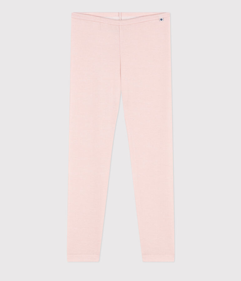 Legging petite fille/petit gar&ccedil;on en laine et coton rose SALINE