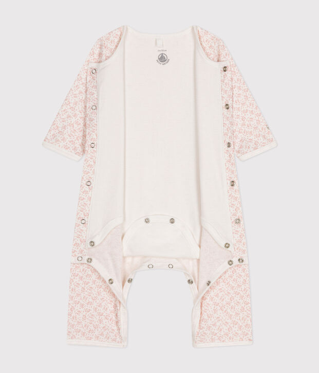 Bodyjama sans pieds en coton blanc/rose