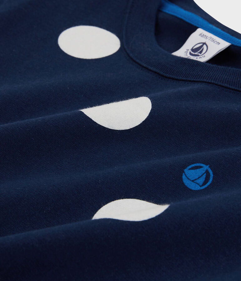 T-shirt manches courtes en coton enfant gar&ccedil;on bleu MEDIEVAL/blanc MARSHMALLOW