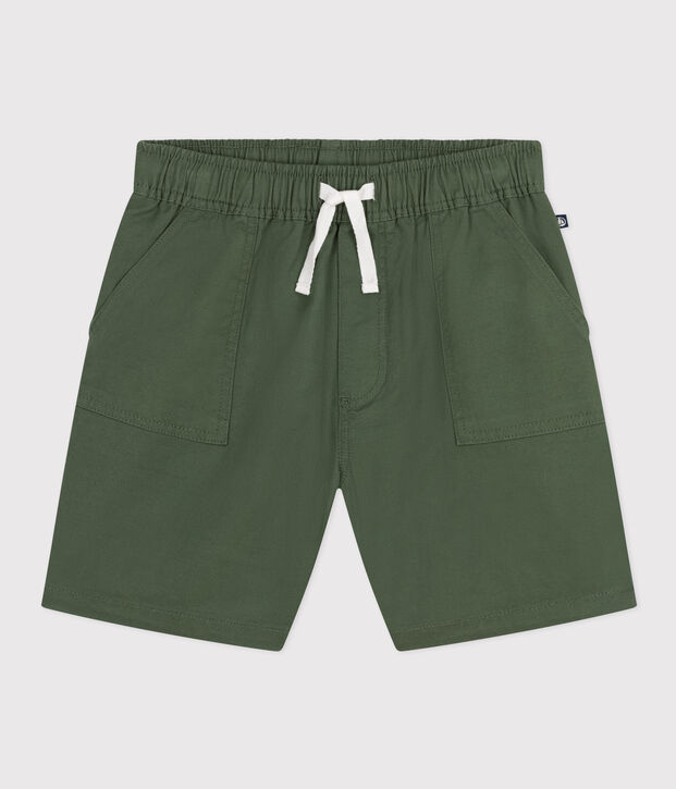 Short en twill de coton et lin enfant vert