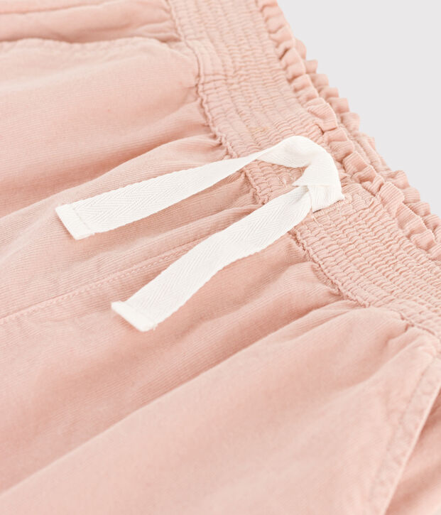 Pantalon large en velours fin enfant fille rose