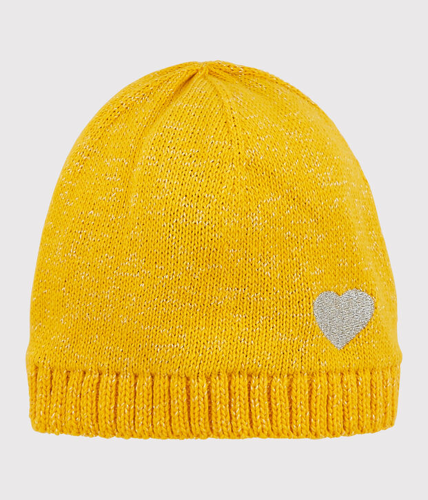 Bonnet enfant fille jaune/gris