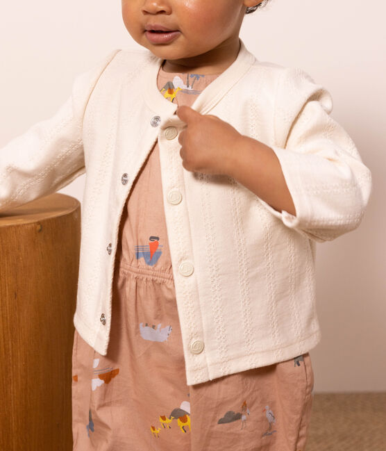 Cardigan bébé en jersey point fantaisie écru AVALANCHE