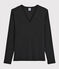 T-shirt col V iconique en coton Femme gris CITY CHINE