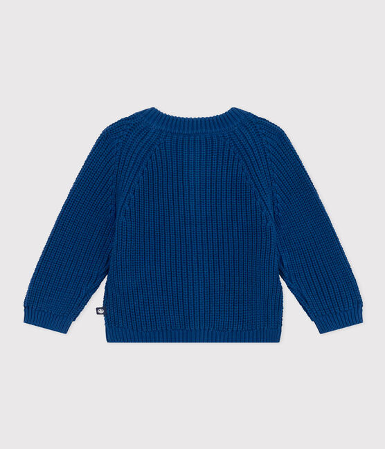 Cardigan en tricot de coton bébé bleu INCOGNITO