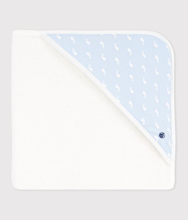 Carr&eacute; de bain b&eacute;b&eacute; en coton bleu/bleu