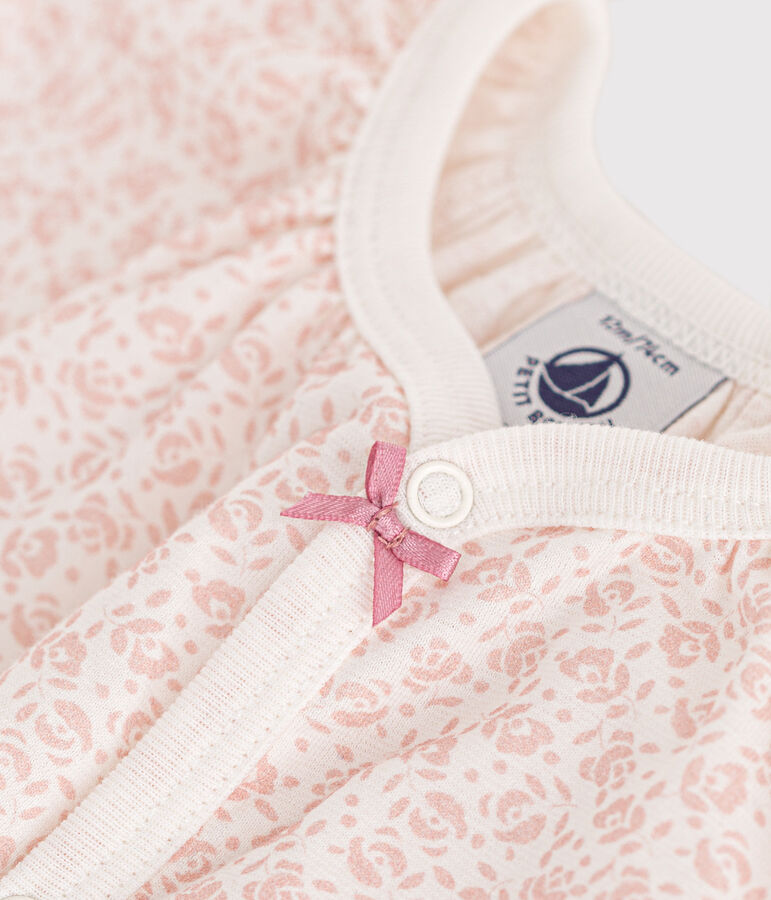 Combinaison courte imprim&eacute; fleurs en coton b&eacute;b&eacute; MARSHMALLOW/ PANTY