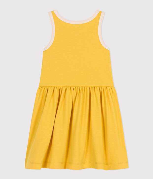 Robe sans manche en coton enfant fille jaune/&eacute;cru