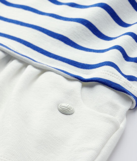 Robe bébé fille manches courtes blanc MARSHMALLOW/bleu PERSE