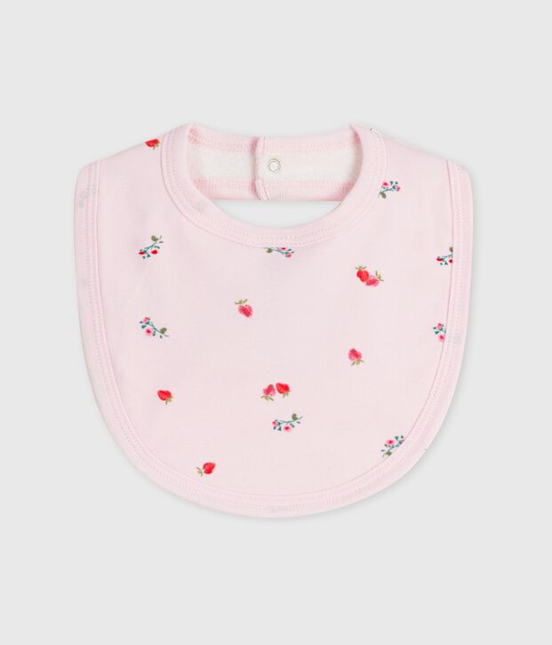 Bavoir naissance en coton imprim&eacute; rose/multicouleur