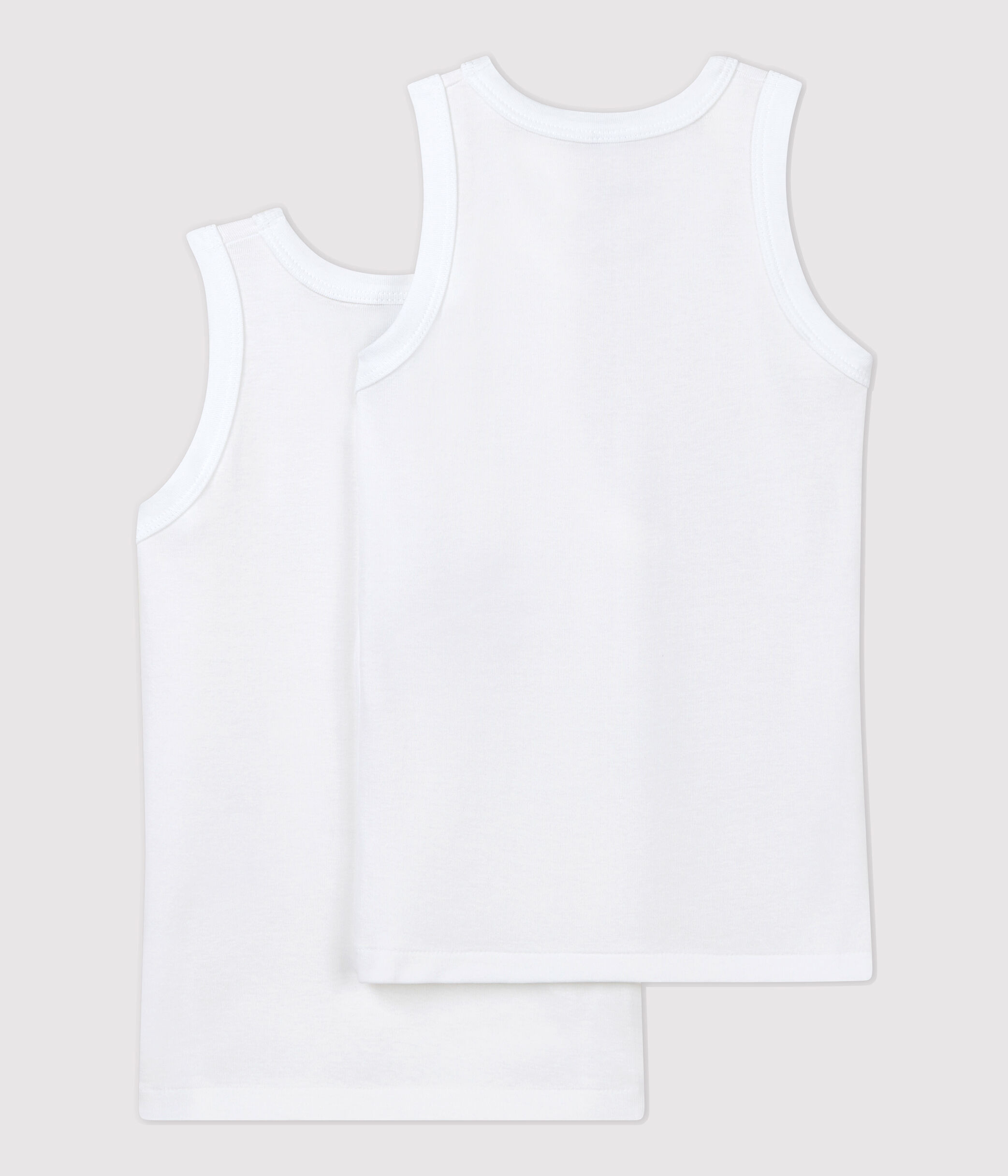 Lot De 2 T-shirts Garçon Petit Bateau - Taille 8 Ans - Blanc - Occasion Très Bon état