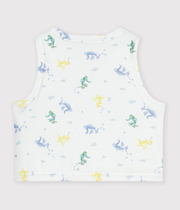 Gilet sans manche r&eacute;versible b&eacute;b&eacute; en coton imprim&eacute; dragons blanc/multicouleur