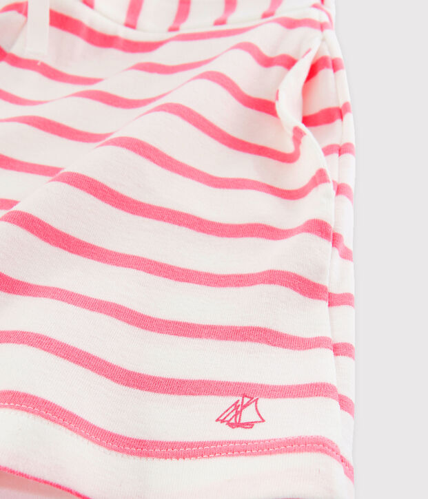 Short en c&ocirc;te enfant fille blanc/rose