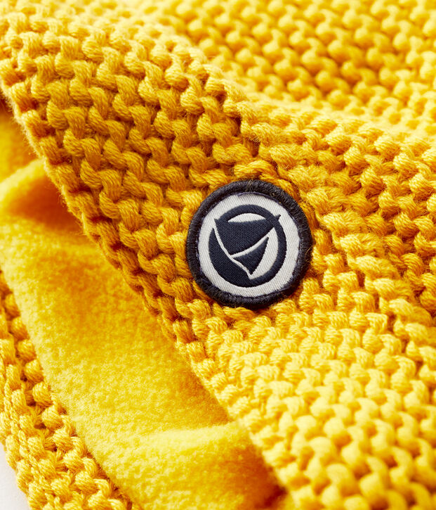 Bonnet &agrave; pompon b&eacute;b&eacute;. jaune