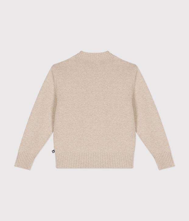 Pull laine et coton femme &eacute;cru/rouge