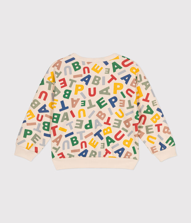 Sweatshirt en molleton enfant gar&ccedil;on &eacute;cru/multicouleur