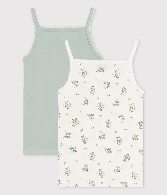 Lot de 2 chemises à bretelles fleurs petite fille en coton et lin variante 1