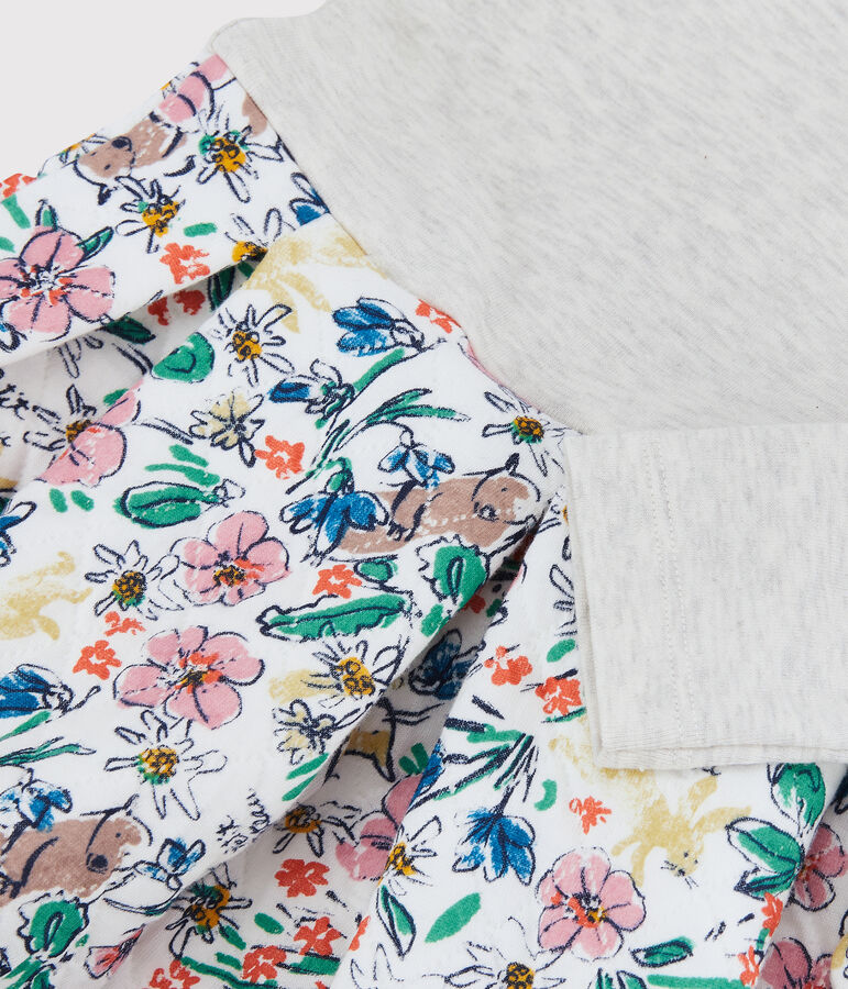 Robe manches longues en tubique enfant fille blanc MARSHMALLOW/blanc MULTICO