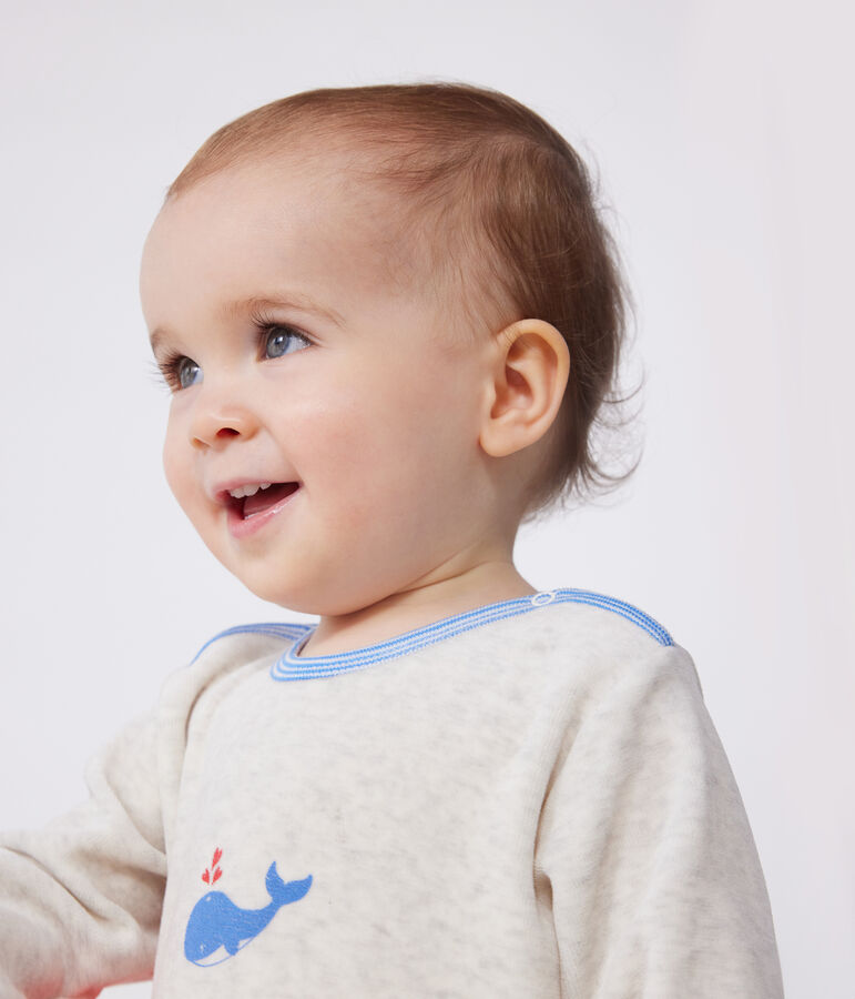 Pyjama b&eacute;b&eacute; en velours ouverture au dos beige MONTELIMAR CHINE