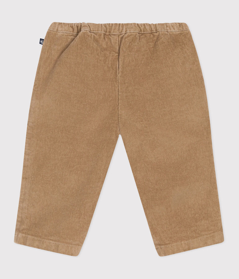 Pantalon b&eacute;b&eacute; en velours uni beige ROCHE CLAIR