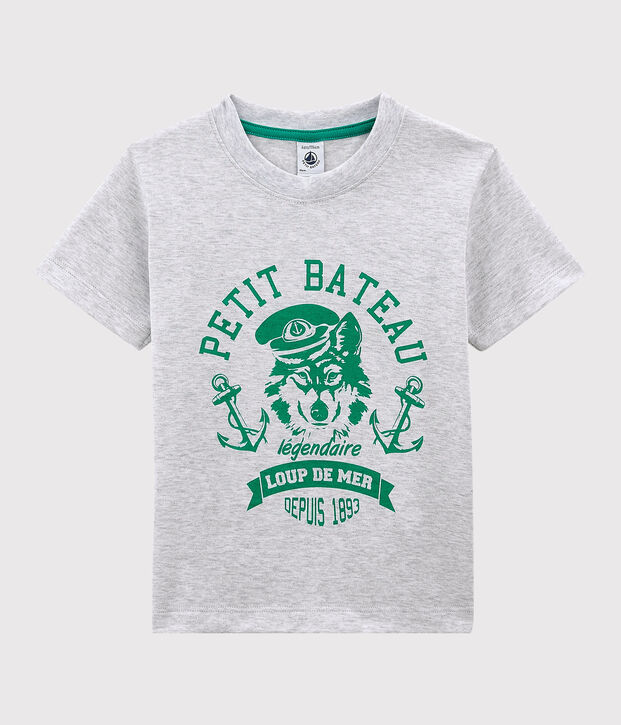 Tee-shirt manches courtes en jersey enfant gar&ccedil;on gris