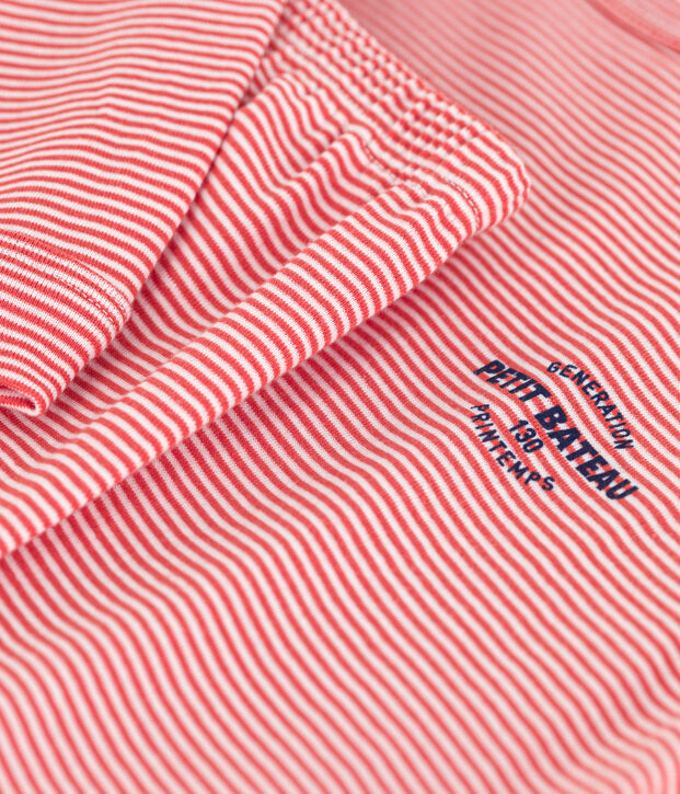 Pyjama ray&eacute; gar&ccedil;on en coton orange/blanc