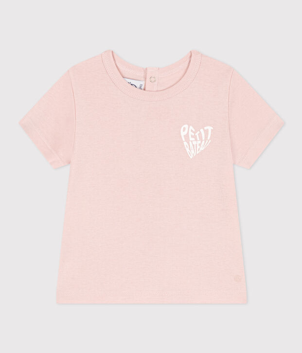 Tee-shirt manches courtes en coton b&eacute;b&eacute; rose