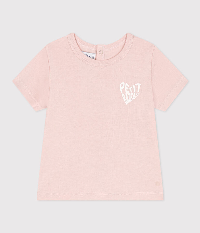 Tee-shirt manches courtes en coton b&eacute;b&eacute; rose SALINE