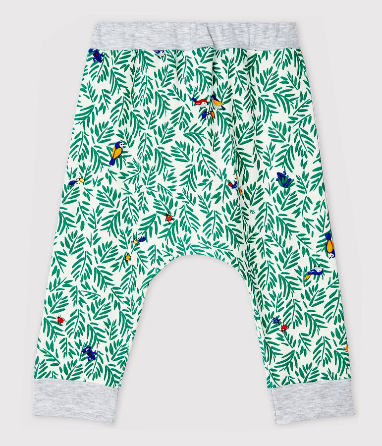 Pantalon en c&ocirc;te imprim&eacute;e b&eacute;b&eacute; gar&ccedil;on blanc MARSHMALLOW/blanc MULTICO