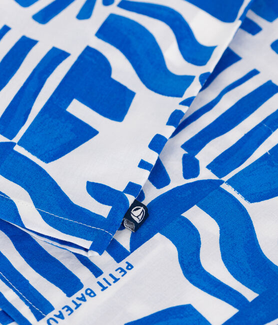 Chemise enfant en coton manches courtes imprimée bleu MARSHMALLOW/ PORCELANA