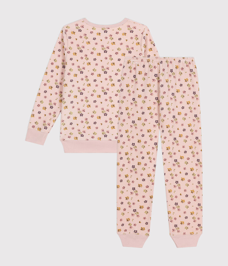 Pyjama en velours imprim&eacute; fleurs enfant rose SALINE/blanc MULTICO