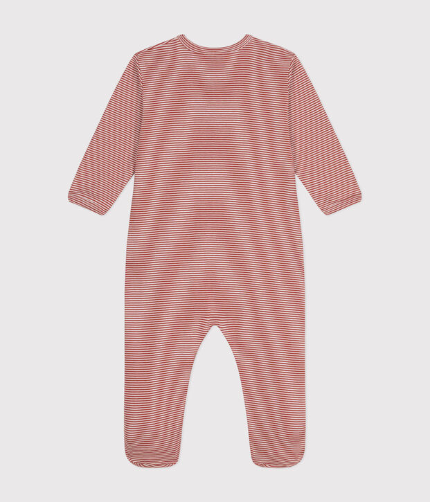 Pyjama &agrave; rayures en coton b&eacute;b&eacute; marron/blanc