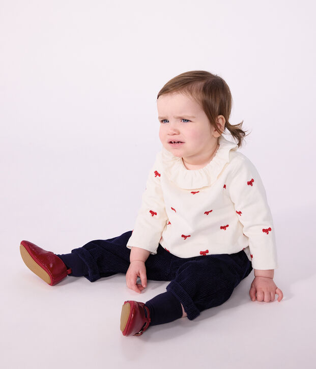 Pantalon b&eacute;b&eacute; en velours uni bleu marine