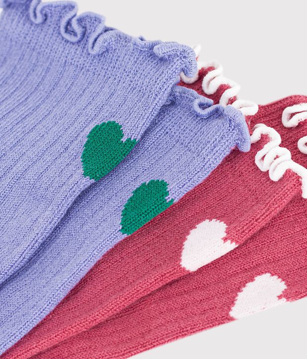 2 paires de chaussettes enfant en coton motif c&oelig;ur multicouleur