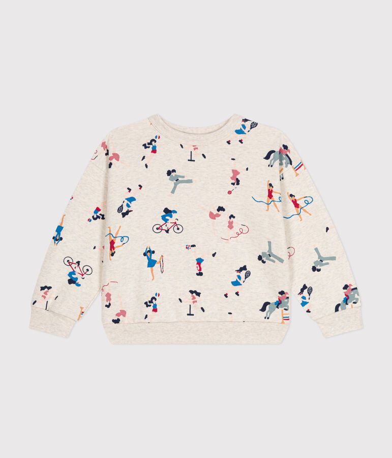 Sweatshirt en molleton enfant fille beige MONTELIMAR/blanc MULTICO