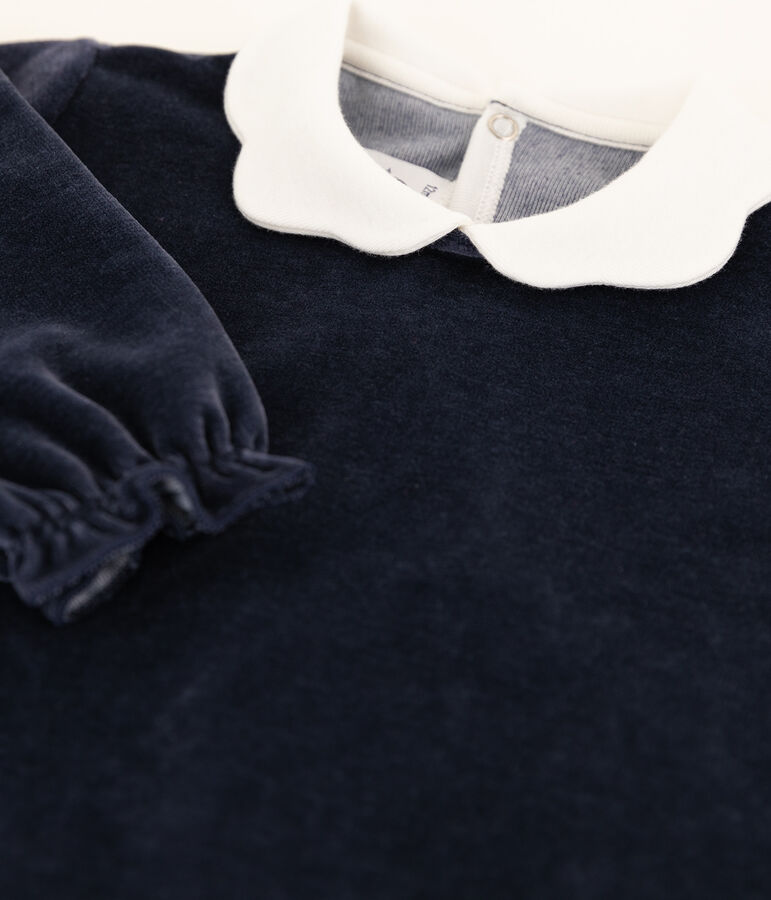 Dors bien b&eacute;b&eacute; &agrave; col en velours bleu SMOKING