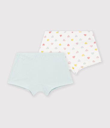 Lot de shorties longs enfant en coton à cœurs