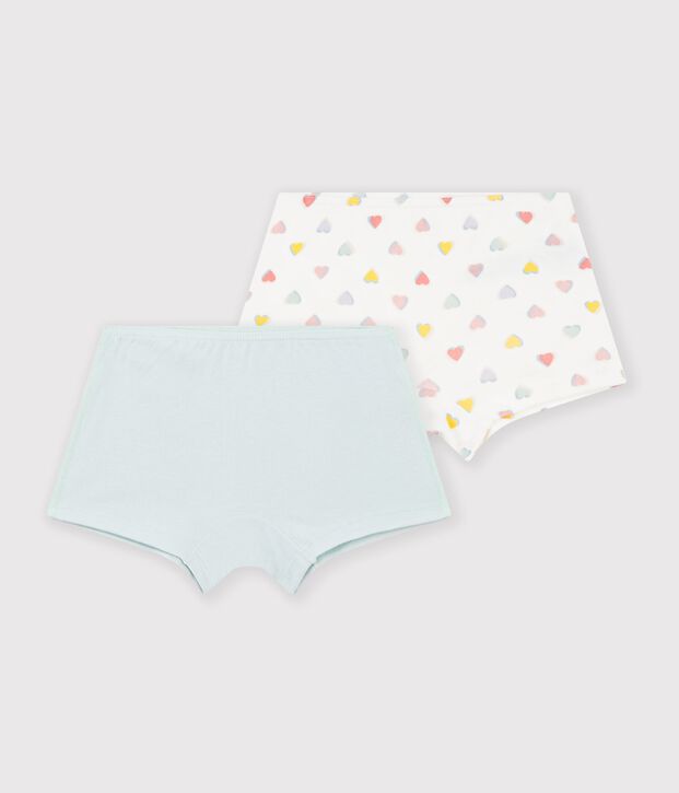Lot de shorties longs enfant en coton &agrave; c&oelig;urs multicouleur