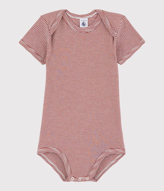 Body manches courtes bébé fille-garçon rouge CARMIN/blanc MARSHMALLOW