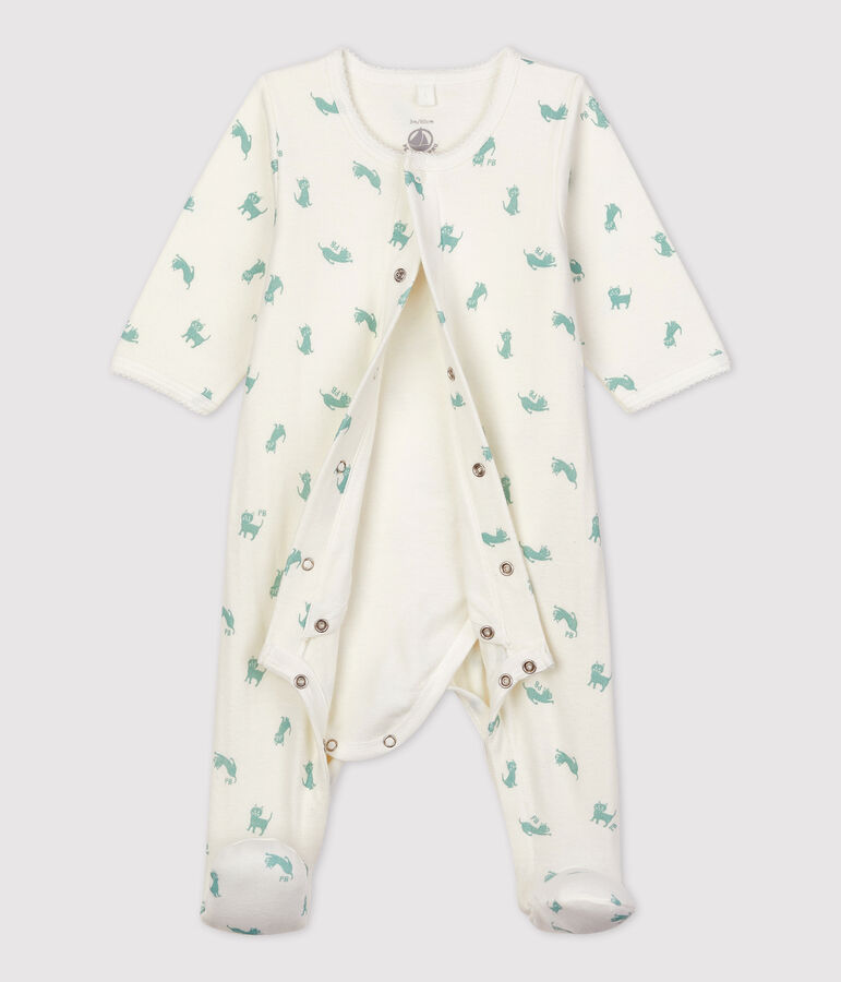 Bodyjama b&eacute;b&eacute; en coton biologique blanc MARSHMALLOW/ HERBIER