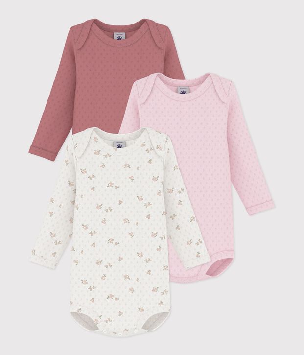Lot de bodies manches longues en coton imprim&eacute; &agrave; fleurs b&eacute;b&eacute; multicouleur