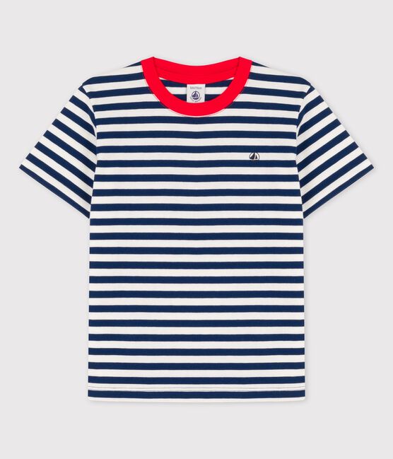 T-shirt manches courtes en coton enfant garçon bleu MEDIEVAL/blanc MARSHMALLOW