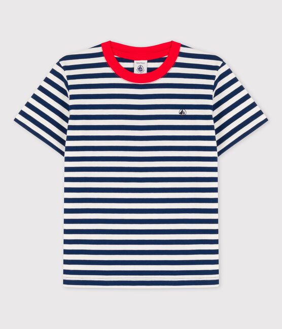 T-shirt manches courtes en coton enfant garçon bleu MEDIEVAL/blanc MARSHMALLOW