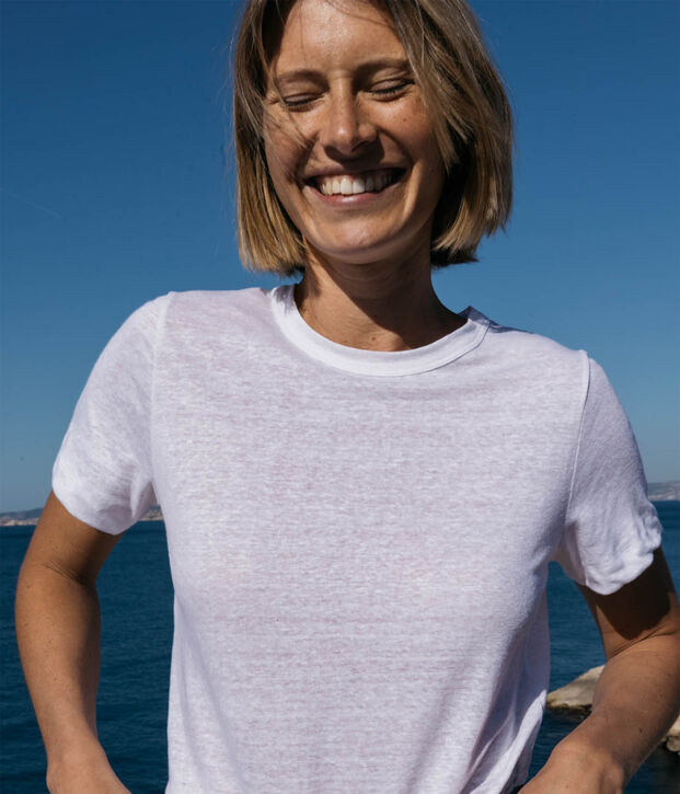 Tee-shirt L'ICONIQUE en lin Femme blanc